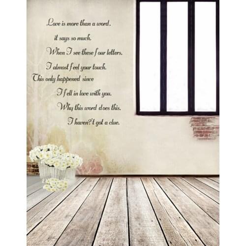 5x7ft Wooden Floor Window Poem Flowers Photography Backdrops Photo Props Studio Background