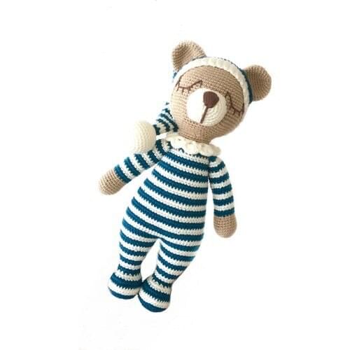 Amigurumi Organic Mesh Toy Sleeping Friend Teddy Bear Product Lenght 30 cm Şapkayla Together 45 cm