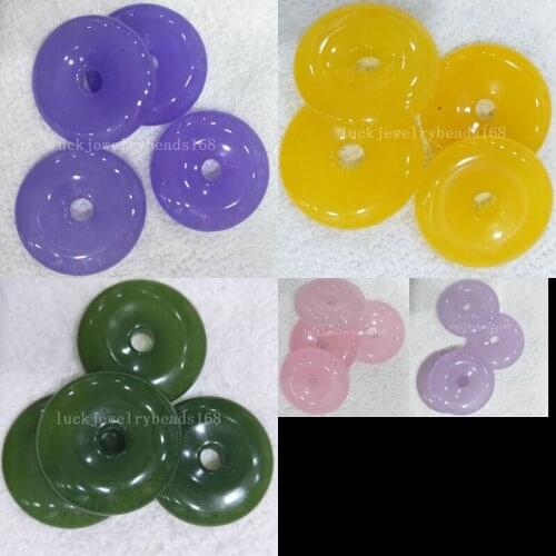 Free Shipping Fashion Jewelry 30mm Beautiful Green Purple Yellow Pink Jad Round Women Men Pendant Bead 1pcs WFH349