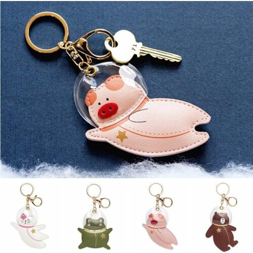 Astronaut Creative Keychains Top Grade Leather Car Key Chains Student Girl Lovely Bag Charm Decoration Gift KeyRings Wholesale