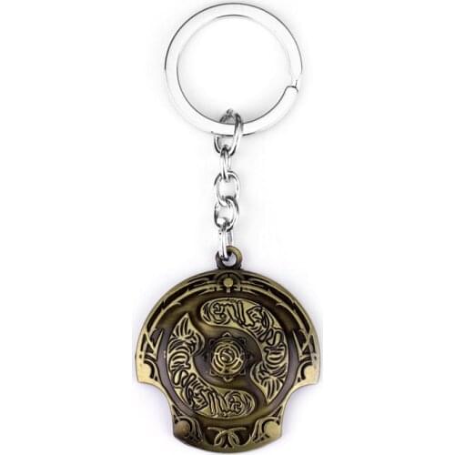MQCHUN Dota 2 Immortal Champion Shield Keychain Vintage Bronze Dota2 Key Chains Metal Key Rings For Gifts Chaveiro Game Keyrings