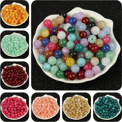 6 8 10mm Mixed Imitation Stone Acrylic Beads Jades Agates Round Spacer Beads For Jewelry Making Diy Bracelet Necklace Earrings