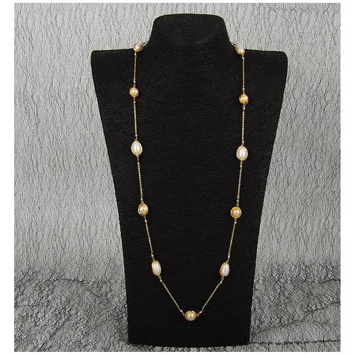 Original design 14K Gold injection Mesh jewelry 100% Natural freshwater Baroque pearl Necklace pendant chain for women