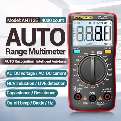 True-RMS 4000 Counts Digital Multimeter NCV Frequency AC/DC Voltmeter Multimeter
