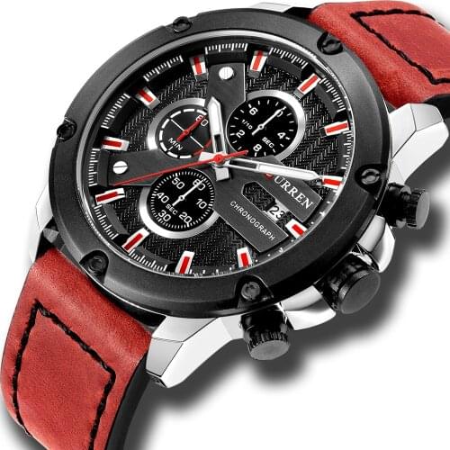 CURREN Luxury Brand Men Military Sports Watches Mens Quartz Date Clock Man Leather Waterproof Chronograph Wrist Watch Gift