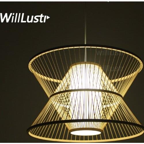 Willlustr handmade bamboo pendant lamp wood suspension light modern designer lighting pastoral hotel restaurant nordic mall