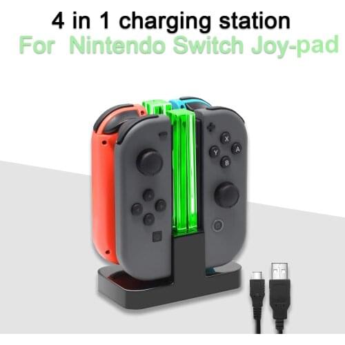 NS Switch Charger Dock Stand LED Safe Joypad Controller Charging Dock Station With Type C Charging Cable For Nintendo Switch