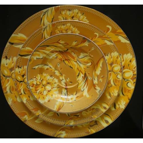 European Luxury Golden Phoenix Bone China Dinnerware Set Jingdezhen Porcelain Sun God Dish Plate Home Decoration Hanging Plate