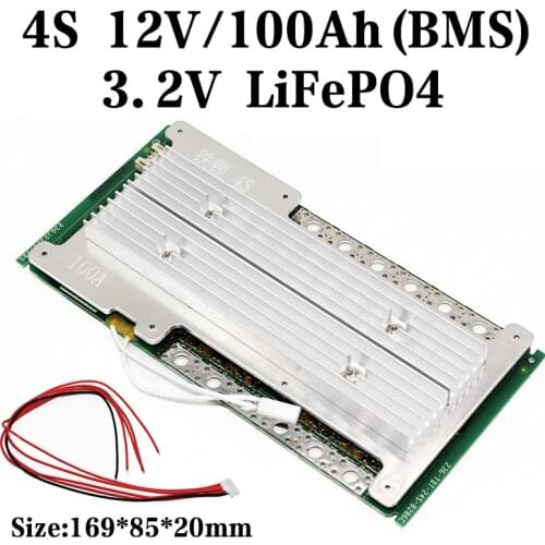4S 100A 12V LiFePO4 Lithium battery BMS 3.2V Same port charge and discharge PCM Balance Protection board 12.8V High Current UPS