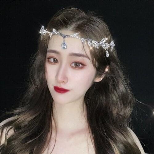 Romantic Silver Color Pearl Flower Bride Headpiece Tiara Hairband Rhinestone Leaf Headband Wedding Accessories Hair Ornaments