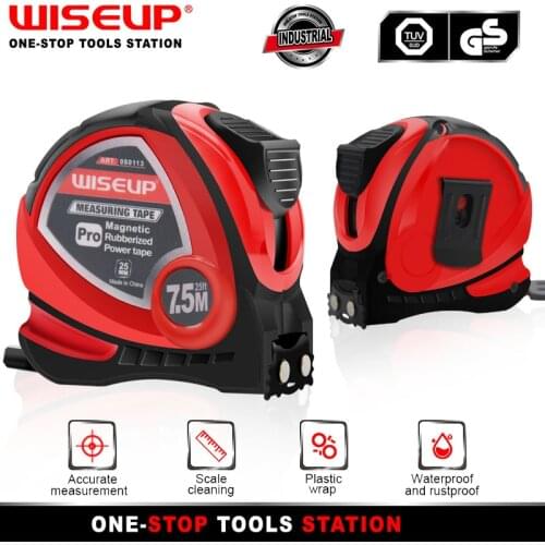 WISEUP 3/5/7.5m Retractable Measuring Tool Automatic Locking Wear-resistant High Precision Steel Measurement Tape metric tape