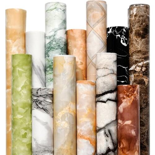 Kitchen Oil-Proof Stickers Marble Renovation Films Waterproof PVC Self-Adhesive Wallpaper Desktop Protector Furniture Foils