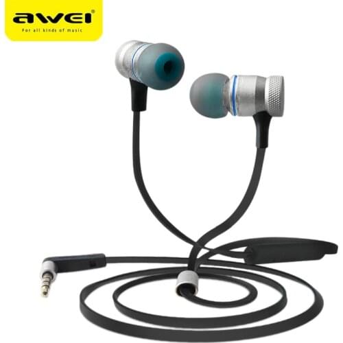 Awei ES-70TY 3.5mm Heavy Bass Wired Metal In-Ear Metal Earphone Headset W/Mic Stereo Wired Headset Deep Bass Sound for Samsung