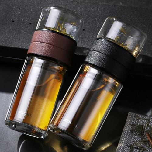 New 1Pc 520ml High Borosilicate Tea Separation Double Walled Water Clear Glass Bottle Portable Filter Cup Kettle