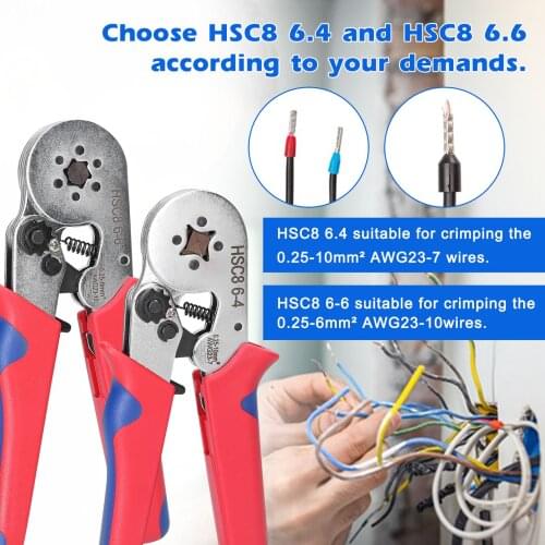 0.25-6mm² Crimping Pliers and YE-1R 0.2-6.0mm² Stripping Cutting Plier Kit Insulation Tube Terminal Suit Ferrule Crimping Tools