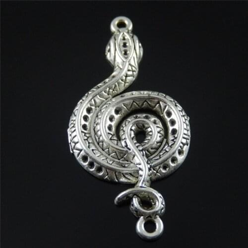 Wholesale Vintage Silver Color Tone Alloy Snake Charm Pendant Connector Jewelry Finding Hot 10PCS 37771