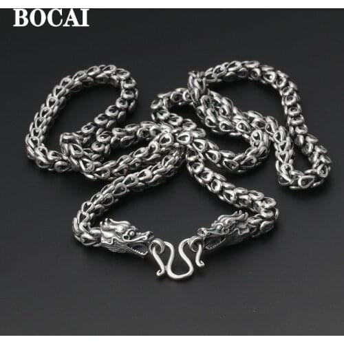 New S925 pure silver jewelry man necklace vintage domineering dragon scale manufacturers selling Thai silver Necklace for man
