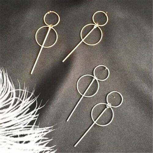 KPOP DNA Korean V Popular Round Circle Stick Metal Charm Female 2018 Jewelry for Women Wedding Party Date Decor Stud Earrings