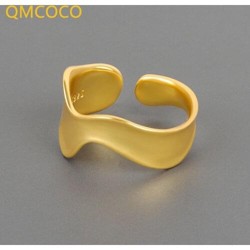 QMCOCO 2021 New Style Fashion 925 Silver Rings Trendy Simple Design Irregular Geometry Ring Women Birthday Party Gifts