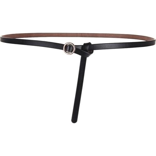 Cowskin Belt women Leather Slim Belt Female Decorative Dress with Button