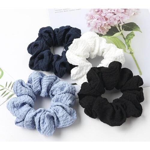 Solid Color Pleated Hair Rope Scrunchies Soft Elastic Hair Ties Women Simple Elegant Hair Accessories Ponytail Holder Headwear