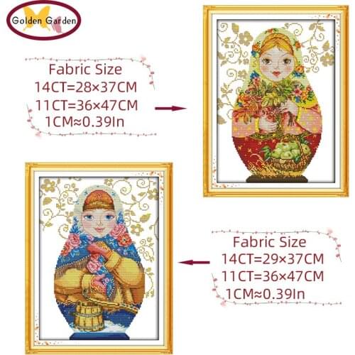 GG Russian doll Pattern DIY Handmade Craft Needlework Cross Stitch Set Embroidery Kit Printed Design Stitching Home Decoration