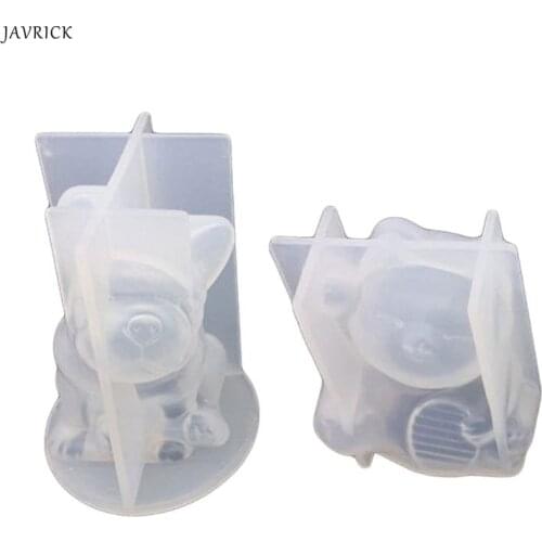 Crystal Epoxy Resin Mold 3D Bulldog Lucky Cat Jewelry Necklace Pendant Casting Silicone Mould DIY Candle Making Tool