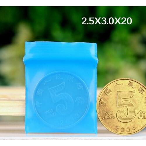 2.5x3cm Blue Zip lock Plastic Bags 0.2mm Thick Pouches For Jewelry Earrings Small Plastic Bag With Zippe 500pcs/lot Z028