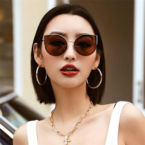 Mosodo New Style Sunglasses Fashion Cat Eye Polarized Sunglasses Metal Frame Sunshade Glasses