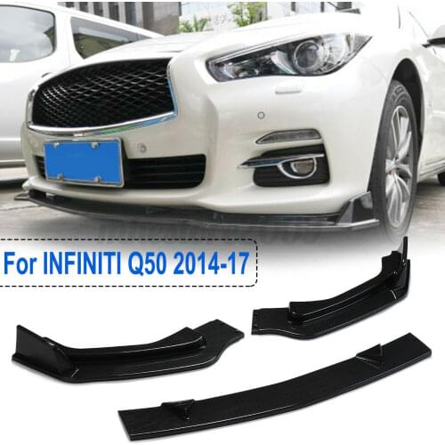 Front Bumper Lip Spoiler for Infiniti Q50 2014-2017 Carbon Fiber Bumper Diffuser Splitter Protector Car Modification Body Kit