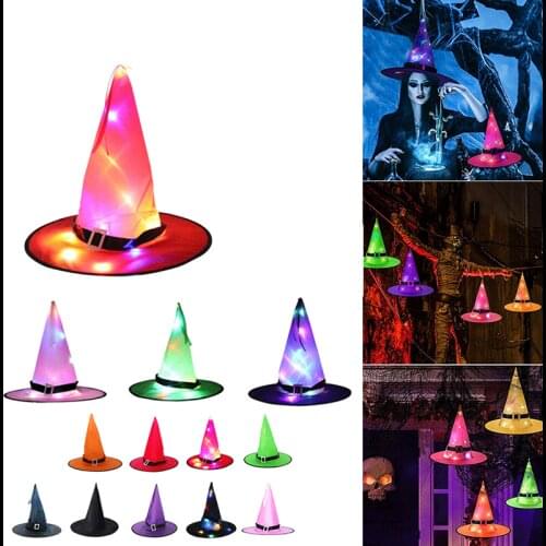 Halloween Luminous Hat Masquerade Ball Dress LED Lamp Witch Hat Wizard Hat Pendant Ghost Festival