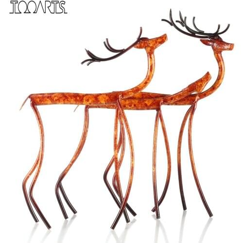 Tooarts Mom&Child/Raise HeadMoose Iron Figurine Home Decoration Crafts Metal Animal Figurine Craft Gift For Home Office