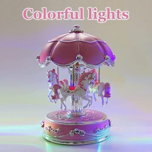 Merry Go Round Music box Geometric Music Baby Room decoration Gifts Unisex Resin Christmas Horse Carousel Box Birthday Gift Sky