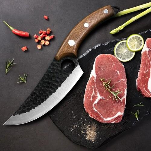 Magic Handmade Forged Serbian Chef Knife Butcher Kitchen Knife with Full Tang Handle Leather Knife Sheath