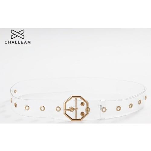 Octagon Buckle Clear Belt Women Multiple Eyelet Transparent Belts Female Waist PVC Strap Ladies Pin Buckle Jeans Waistband 216