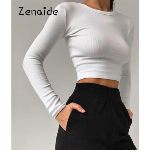 Женские однотонные футболки ZENAIDE China At AliExpress