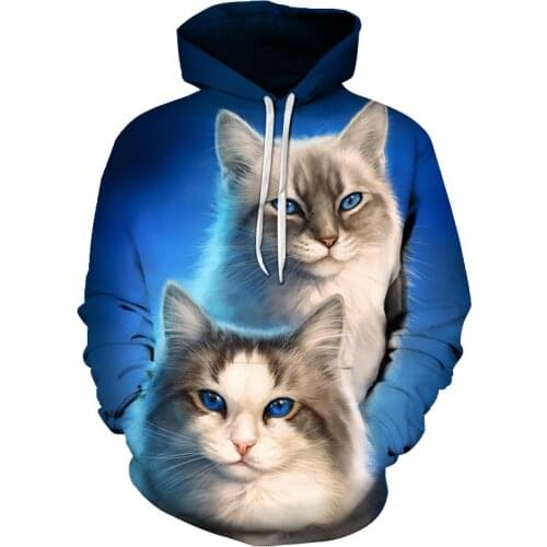 Sweatshirts Women Cute Cat Womens 3D Animal Print Hood Hoodies Ladies Long Sleeve Casual Hooded Pullover Clothes Sweatshirt