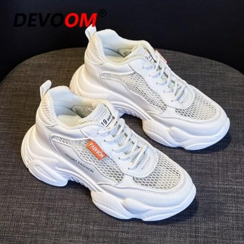 2020 Chunky Sneakers Women Breathable Mesh Platform 8cm High Casual Flat Shoes Women Ladies Shoes Designer Fashion Womens Shoes