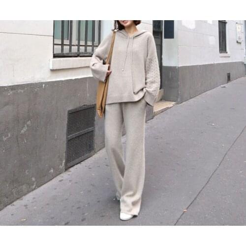 Obrix Two Pieces Female Set Long Sleeve Hoody Soft Full Length Pants Comfortable Outerwear For Women