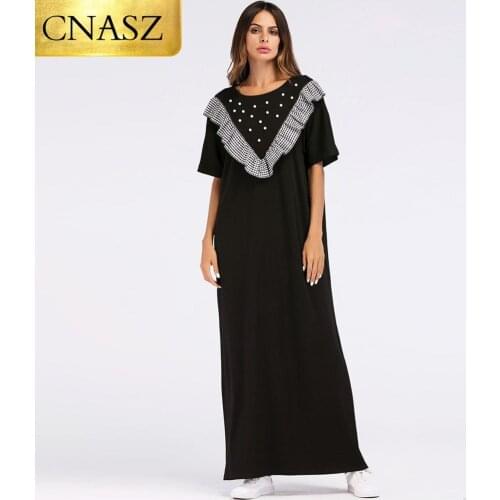 Abaya Dubai Long Skirt Moroccan Kaftan Gown Fashion Simple Knit Plaid Stitching Islamic Middle Eastern Musulmane Femme Dress