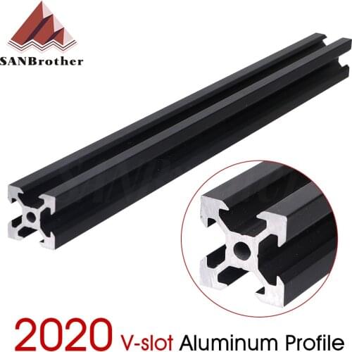 1PC BLACK 2020 V-slot European Standard Anodized Aluminum Profile Extrusion Linear Rail for CNC 3D Printer
