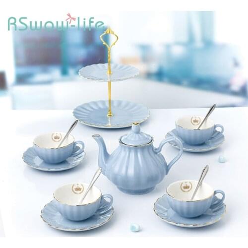 10Pcs Ceramic Tea Set Simple Creative Flower Tea Set Teapot Cup Tea Ceremony Set For Household Goods Tea Set