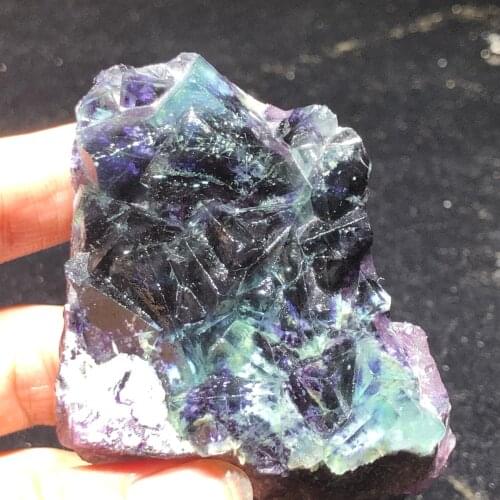 133.4gNatural green purple heart fluorite home decoration ring vein healing geology teaching mineral crystal quartz gem