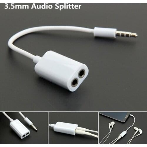 2pcs One in two couples audio cable line Phone a two 3.5mm splitter with two lovers Headphones earphone cables wire