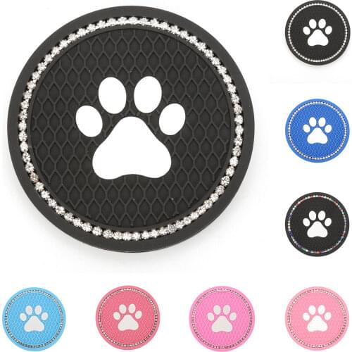 2pcs Cat Paw Water Cup Bottle Holder Auto Cars Coaster PVC Anti-slip Pad Mat For Interior Decoration Car Styling Accessories 7cm