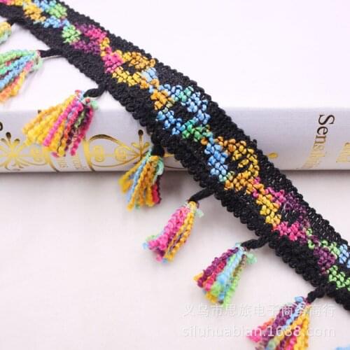 5 yards/lot Colorful Tassle Lace Ribbon for DIY Ethnic Clothing Luggage Curtain Trims Craft Accessories