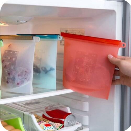 500/1000/1500ml Silicone Food Storage Bags Reusable Food Fresh-Keeping Bag Seal Ziplock Freezer Cooking Fresh Bags Eco-Friendly