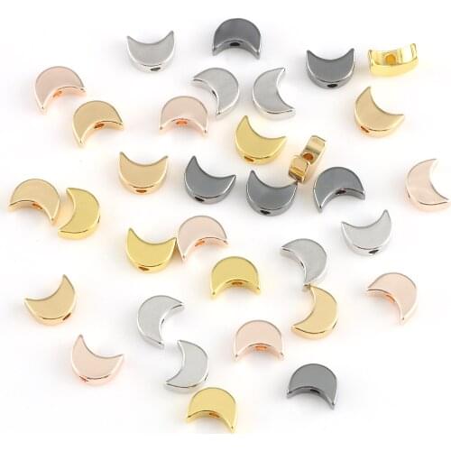 7x3mm Gold Plated Brass Metal Alloy Moon Beads For Jewelry Making Supplies DIY Bracelet Necklace Earrings Accessories Wholesale