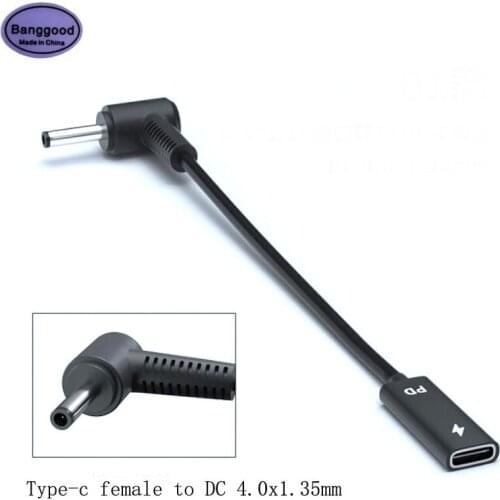Type-C Female to DC 4.0x1.35mm Male 19-20V 65W with PD Chip Connector Cable for Asus Acer Samsung HP Laptop Power Supply Adapter