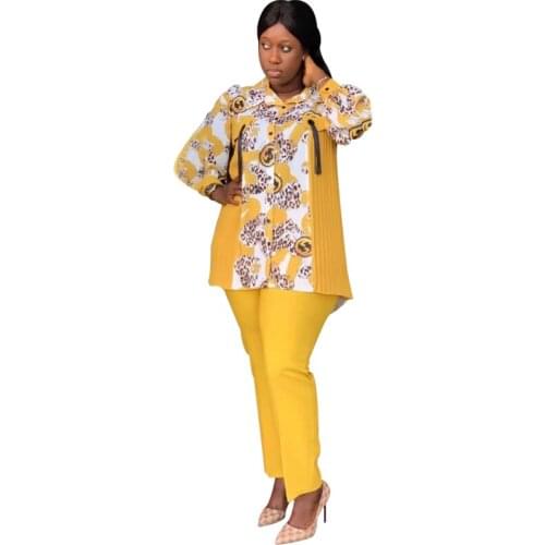 Africa Clothes For Women African New Dashiki Fashion Striped Flower Suit Top+pant Two Piece Set Party Outfits